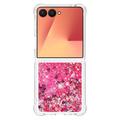 Samsung Galaxy Z Flip7 Glitter Quicksand TPU-deksel - Rosa hjerter