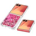 Samsung Galaxy Z Flip7 Glitter Quicksand TPU-deksel - Rosa hjerter