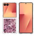 Samsung Galaxy Z Flip7 Glitter Quicksand TPU-deksel - Rosegullhjerter