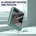Samsung Galaxy Z Flip8 Plast-deksel med Ytre Beskyttelsesglass - mørkegrønn