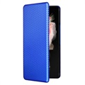 Samsung Galaxy Z Fold3 5G Flip-deksel - Karbonfiber - Blå