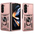 Samsung Galaxy Z Fold7 Hybrid-deksel med Roterende Ring med Kameraskjold - Roségull