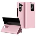 Samsung Galaxy Z Fold7 Smart Clear View Flip-etui med kortspor - Rosa
