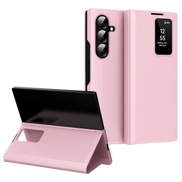 Samsung Galaxy Z Fold7 Smart Clear View Flip-etui med kortspor - Rosa