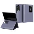 Samsung Galaxy Z Fold8 Smart Clear View Flip-etui med kortspor - grå-lilla