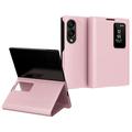 Samsung Galaxy Z Fold8 Smart Clear View Flip-etui med kortspor - Rosa