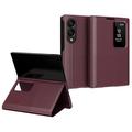 Samsung Galaxy Z Fold8 Smart Clear View Flip-etui med kortspor - vinrød
