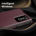 Samsung Galaxy Z Fold8 Smart Clear View Flip-etui med kortspor - vinrød