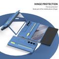 Samsung Galaxy Z TriFold Kickstand-etui med skjermbeskytter i herdet glass og styluspenn - himmelblå