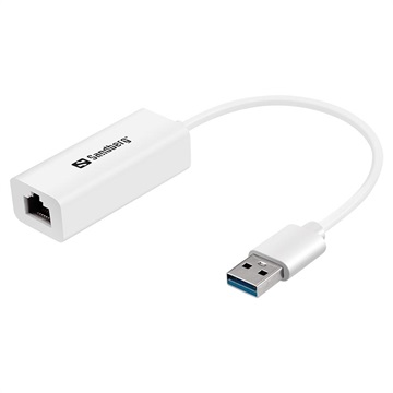 Sandberg USB 3.0 / Gigabit Ethernet Network Adapter - Hvit
