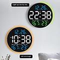 Stillegående Digitalt LED-Veggklokke med Temperatur- og Luftfuktighetsvisning, Nattlys og Fjernkontroll