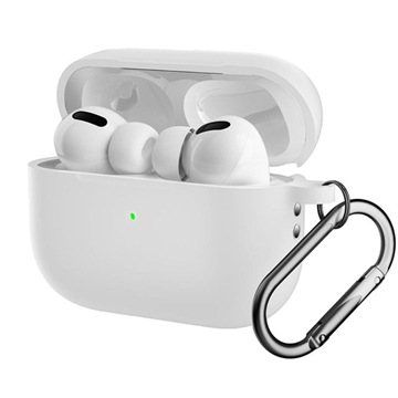 AirPods Pro 2 Silikondeksel med Karabinkroken - Hvit