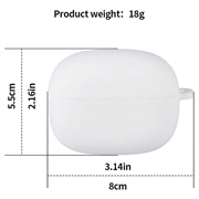 Xiaomi Redmi Buds 8 Pro Silikondeksel med Karabinkroken - Hvit