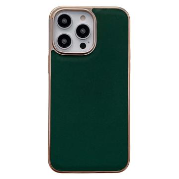 Silky Serie iPhone 14 Pro Max Lær Belagt Deksel - Grønn