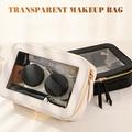 Gjennomsiktig sminkeveske i ett lag, vanntett kosmetikkveske i PU-lær