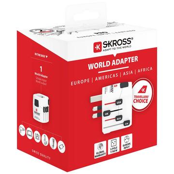 Skross 4-i-1 World Travel Adapter Pro - hvit