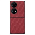 Huawei P50 Pocket Slim Deksel - Karbonfiber - Rød