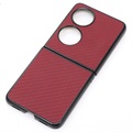 Huawei P50 Pocket Slim Deksel - Karbonfiber - Rød