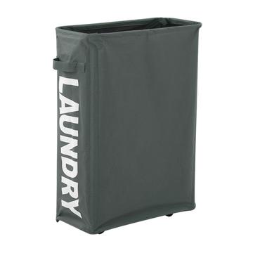 Slank sammenleggbar Oxford-kurv med hjul og nettinglokk med snor - grå