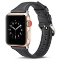 Apple Watch Series 7/SE/6/5/4/3/2/1 Slim Lærreim - 45mm/44mm/42mm - Svart