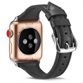 Apple Watch Series 7/SE/6/5/4/3/2/1 Slim Lærreim - 45mm/44mm/42mm - Svart
