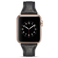 Apple Watch Series 7/SE/6/5/4/3/2/1 Slim Lærreim - 41mm/40mm/38mm - Svart