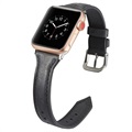 Apple Watch Series 7/SE/6/5/4/3/2/1 Slim Lærreim - 41mm/40mm/38mm - Svart