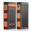 Solcellelader 20000mAh med håndsveiv, LED-lommelykt og innebygde kabler (Åpen Emballasje - Utmerket) - oransje / svart
