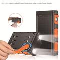 Solcellelader 20000mAh med håndsveiv, LED-lommelykt og innebygde kabler - oransje / svart