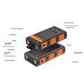 Solcellelader 20000mAh med håndsveiv, LED-lommelykt og innebygde kabler - oransje / svart