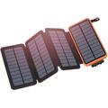 Solar powerbank med 4 sammenleggbare paneler - 25000mAh - svart / oransje