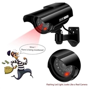 Solcelledrevet dummy-sikkerhetskamera med blinkende LED - sølv