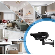 Solcelledrevet dummy-sikkerhetskamera med blinkende LED - sølv