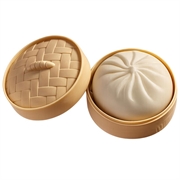 Ensfarget dumpling squishy stressleke med dampkurv - hvit