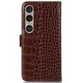 Sony Xperia 1 VI Crocodile Series Lommebok-deksel i Lær med RFID - Brun