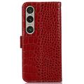 Sony Xperia 1 VI Crocodile Series Lommebok-deksel i Lær med RFID - Rød