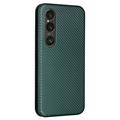Sony Xperia 1 VI Flip-deksel - Karbonfiber - Grønn