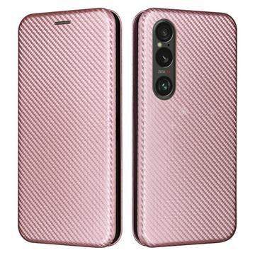 Sony Xperia 1 VI Flip-deksel - Karbonfiber - Roségull