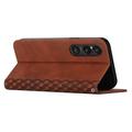 Sony Xperia 1 VI Rhombusmønster lommebokveske med magnetisk lukking - brun
