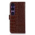 Sony Xperia 1 VII Crocodile Series Lommebok-deksel i Lær med RFID - Brun