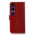 Sony Xperia 1 VII Crocodile Series Lommebok-deksel i Lær med RFID - Rød