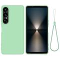 Sony Xperia 1 VII Flytende silikon-deksel med håndstropp - grønn