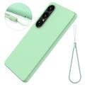 Sony Xperia 1 VII Flytende silikon-deksel med håndstropp - grønn