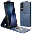 Sony Xperia 1 VII vertikalt flip-etui med stativ - mørkeblå