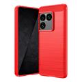 Sony Xperia 1 VIII børstet TPU-deksel - karbonfiber - rød