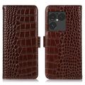 Sony Xperia 1 VIII Crocodile Series Lommebok-deksel i Lær med RFID - Brun