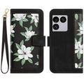 Sony Xperia 1 VIII Blomstret lommebokveske med kortspor - Svart