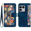 Sony Xperia 1 VIII Blomstrete lommebokveske med kortspor - mørkeblå