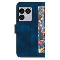 Sony Xperia 1 VIII Blomstrete lommebokveske med kortspor - mørkeblå