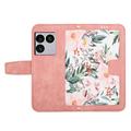Sony Xperia 1 VIII Blomstret lommebokveske med kortspor - Rosa